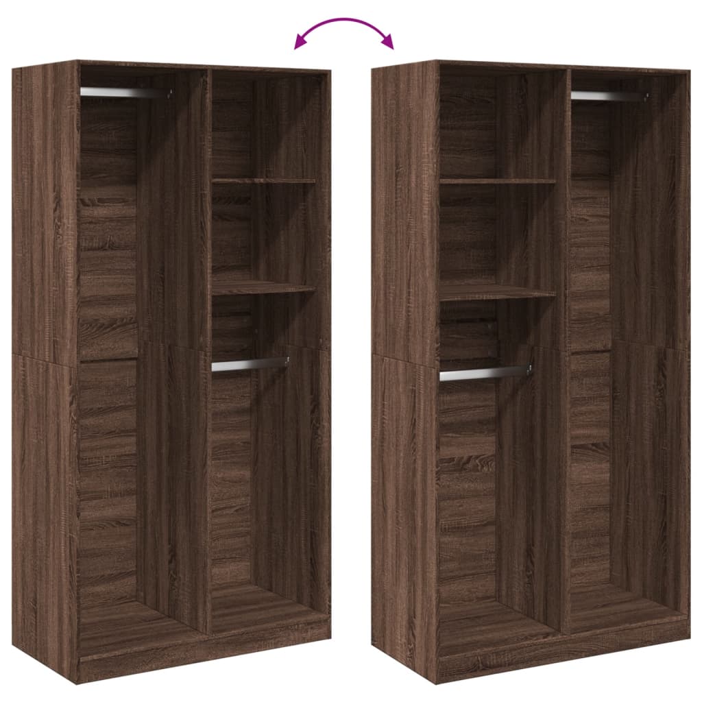 vidaXL Kleiderschrank Braun Eiche-Optik 100x50x200 cm Holzwerkstoff