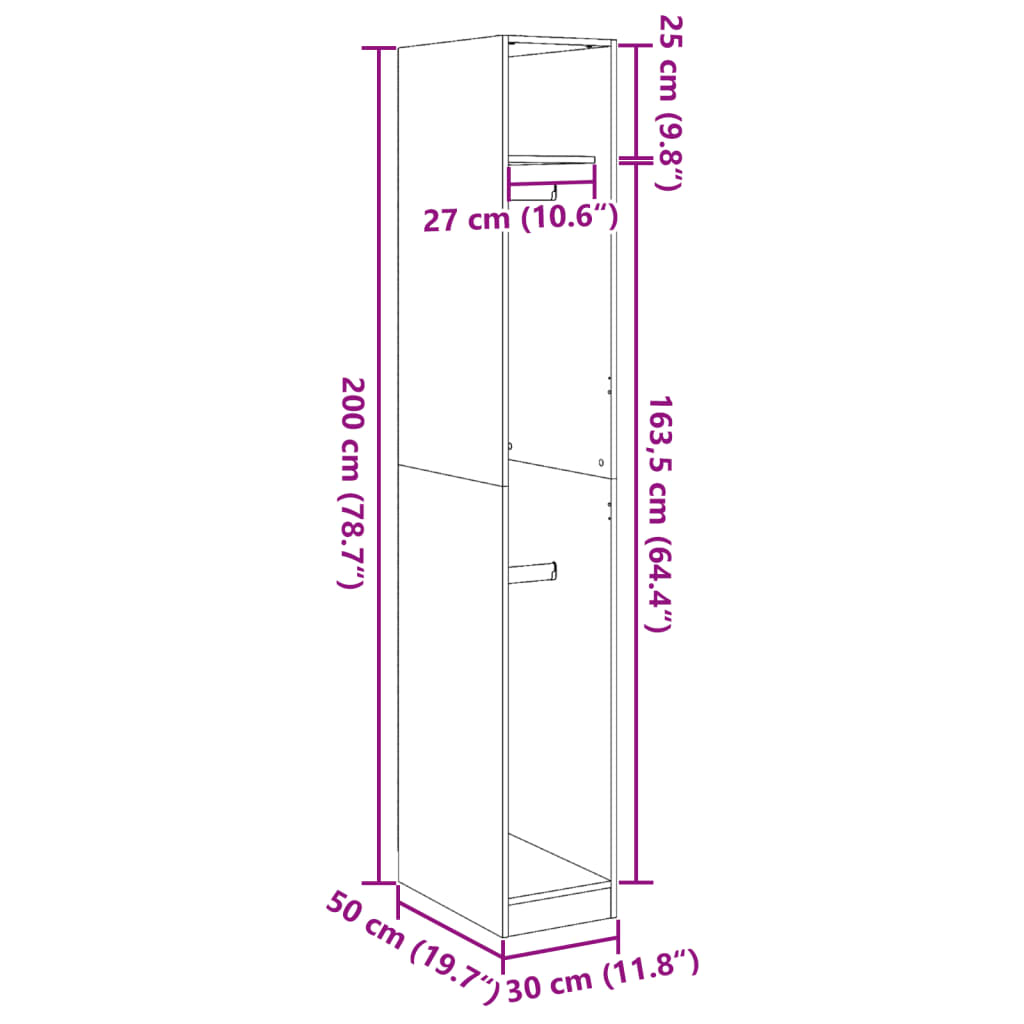 Kleiderschrank Weiß 30x50x200 cm Holzwerkstoff Stilecasa