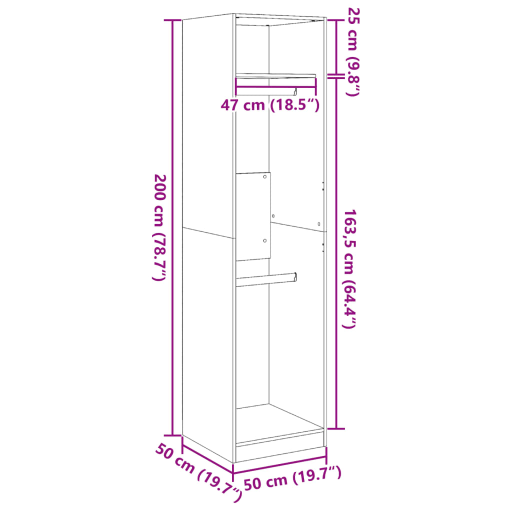 Kleiderschrank Weiß 50x50x200 cm Holzwerkstoff