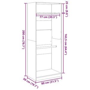 vidaXL Kleiderschrank Altholz-Optik 80x50x200 cm Holzwerkstoff