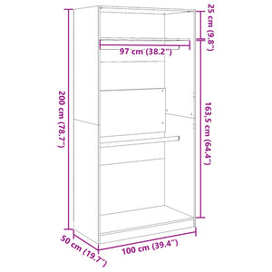 Kleiderschrank Räuchereiche 100x50x200 cm Holzwerkstoff