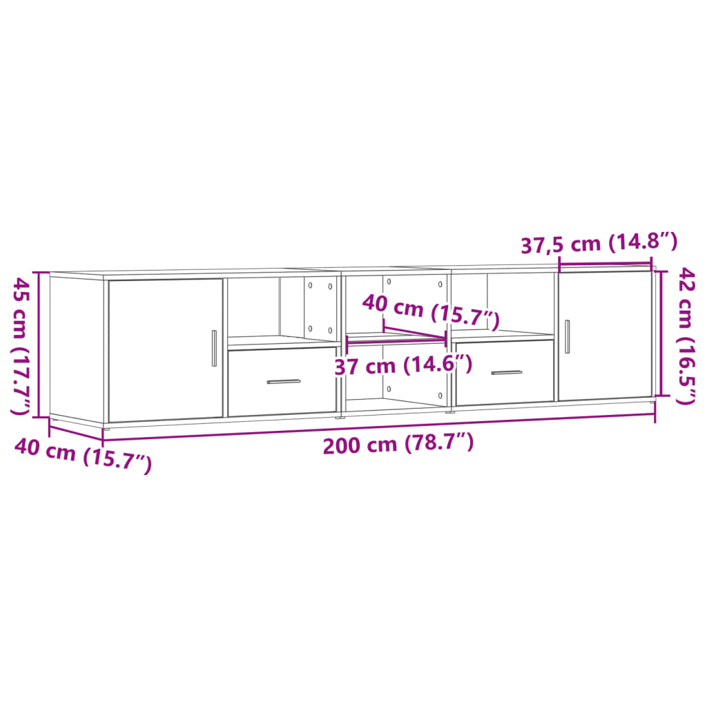 vidaXL Eckregal Sonoma-Eiche 200x40x45 cm Holzwerkstoff