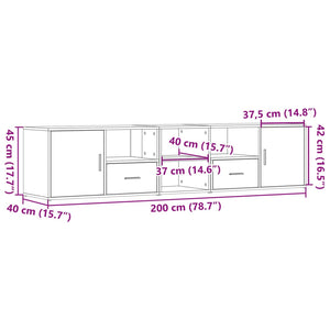 vidaXL Eckregal Betongrau 200x40x45 cm Holzwerkstoff