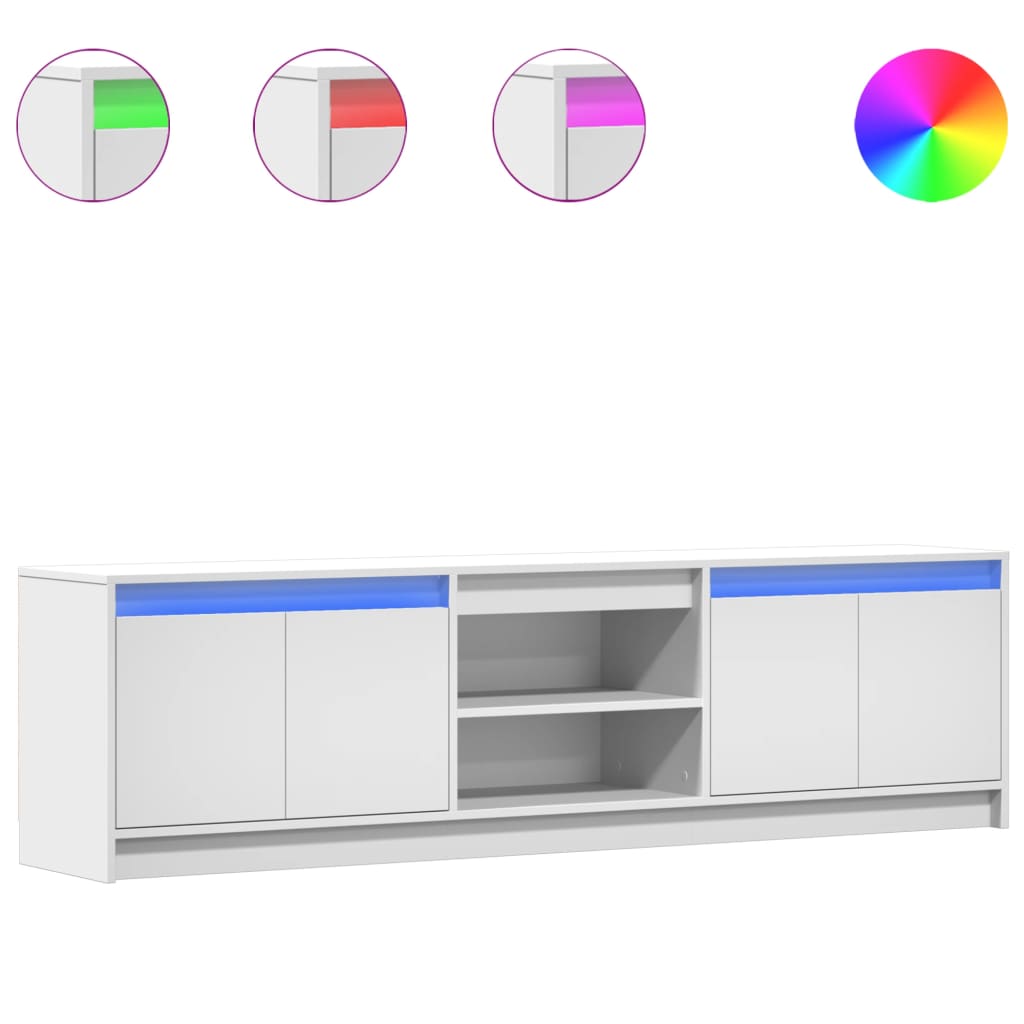 vidaXL TV-Schrank mit LED-Beleuchtung Weiß 180x34x50 cm Holzwerkstoff