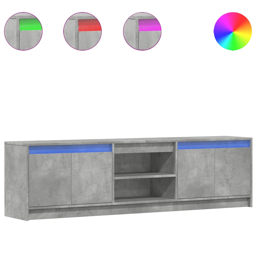 vidaXL TV-Schrank mit LED-Beleuchtung Betongrau 180x34x50 cm