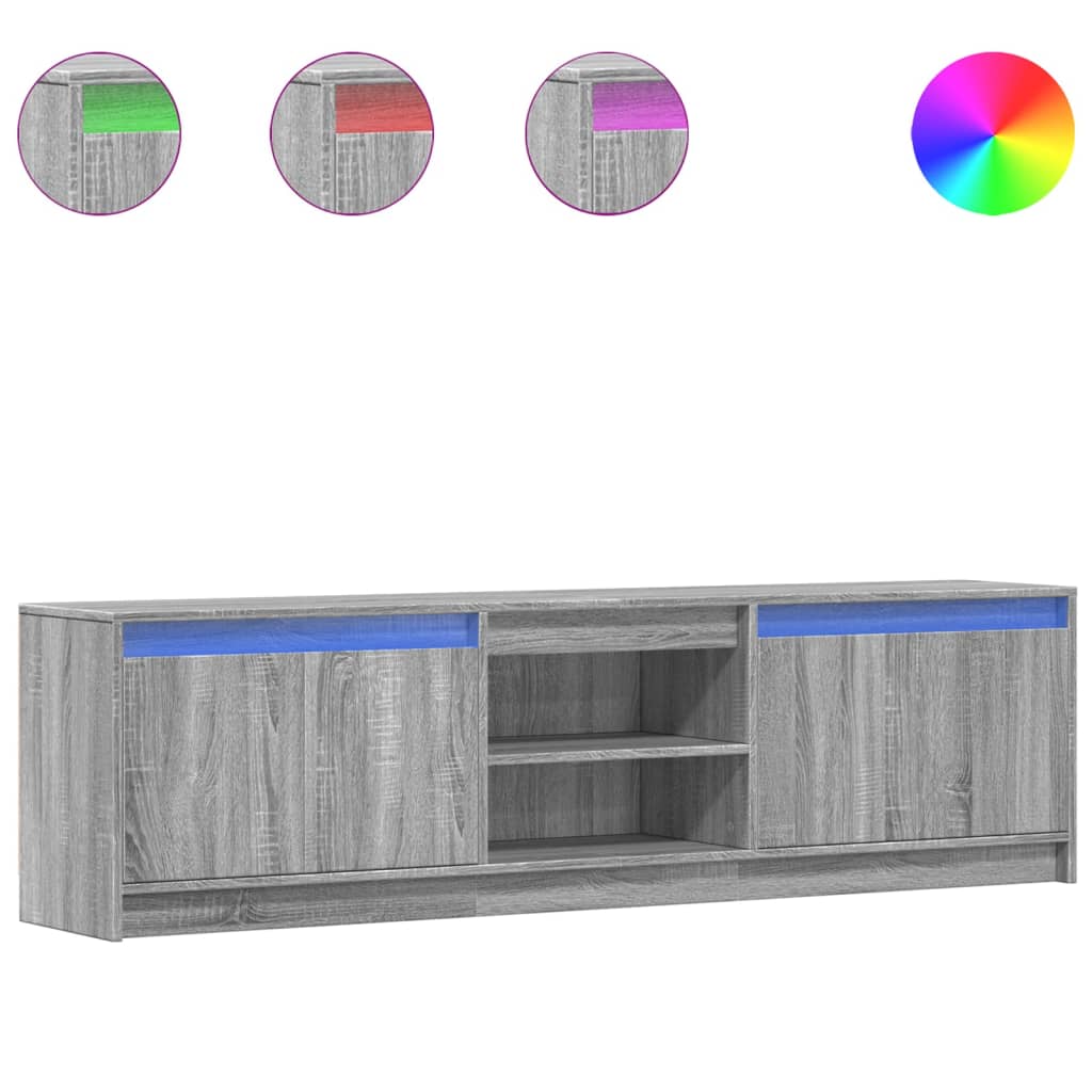 vidaXL TV-Schrank mit LED-Beleuchtung Grau Sonoma 180x34x50 cm