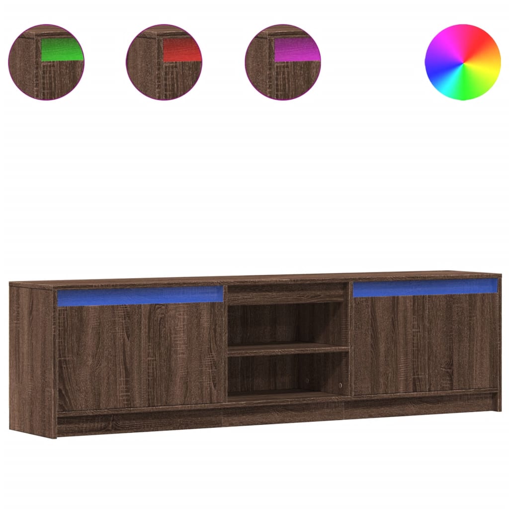 vidaXL TV-Schrank mit LED-Beleuchtung Braun Eichen-Optik 180x34x50 cm