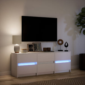 vidaXL TV-Schrank mit LED-Beleuchtung Weiß 140x34x50 cm Holzwerkstoff