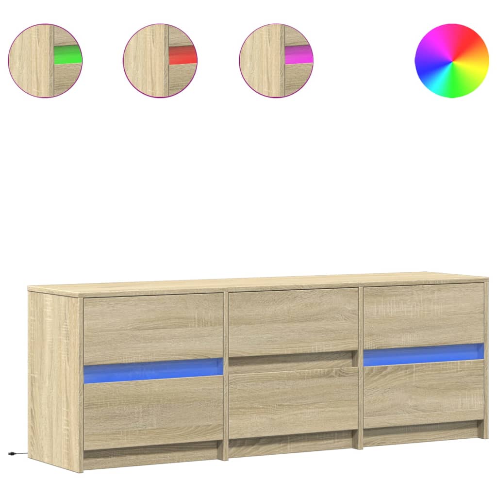 vidaXL TV-Schrank mit LED-Beleuchtung Sonoma-Eiche 140x34x50 cm