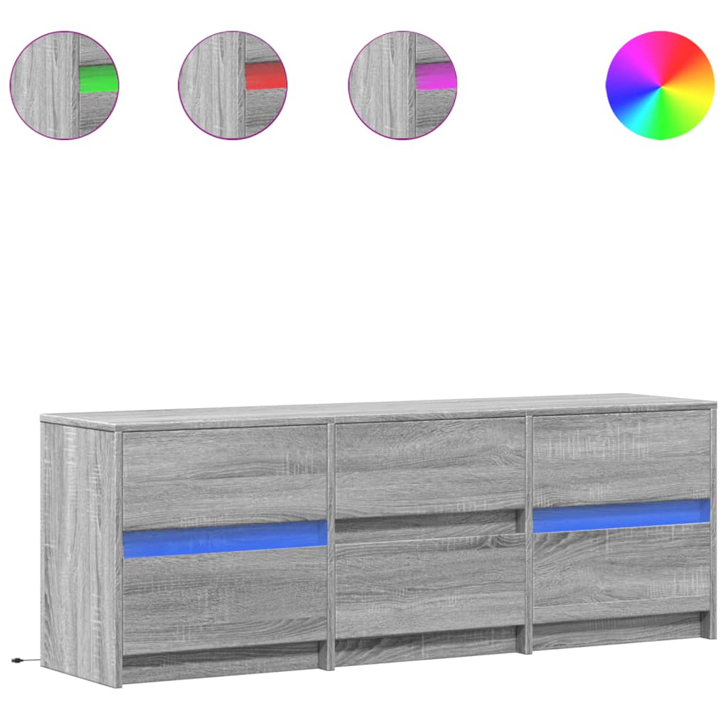 vidaXL TV-Schrank mit LED-Beleuchtung Grau Sonoma 140x34x50 cm