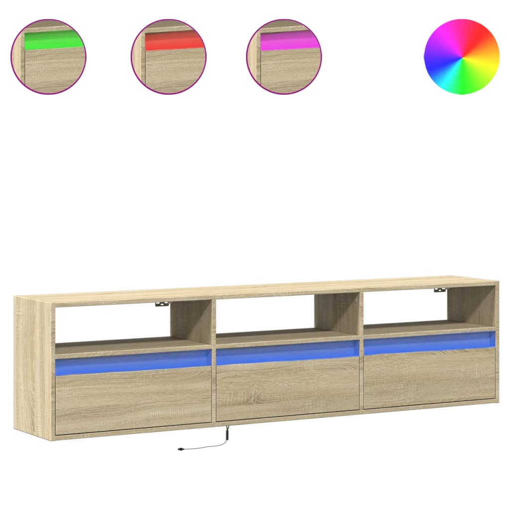 vidaXL TV-Wandschrank mit LED Sonoma-Eiche 180x31x45 cm