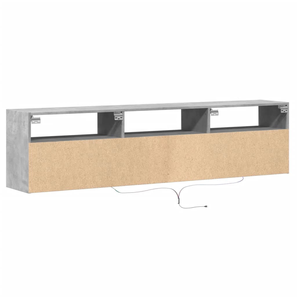 vidaXL TV-Wandschrank mit LED Betongrau 180x31x45 cm