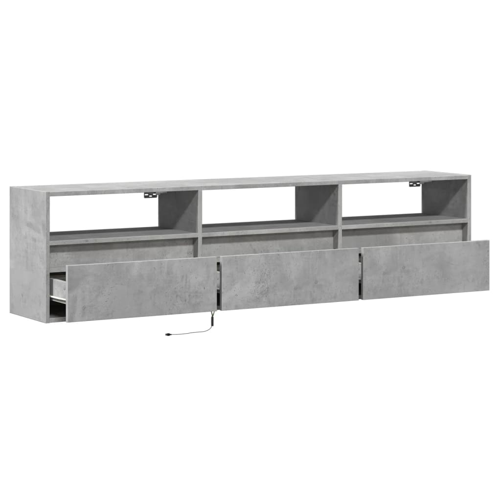 vidaXL TV-Wandschrank mit LED Betongrau 180x31x45 cm