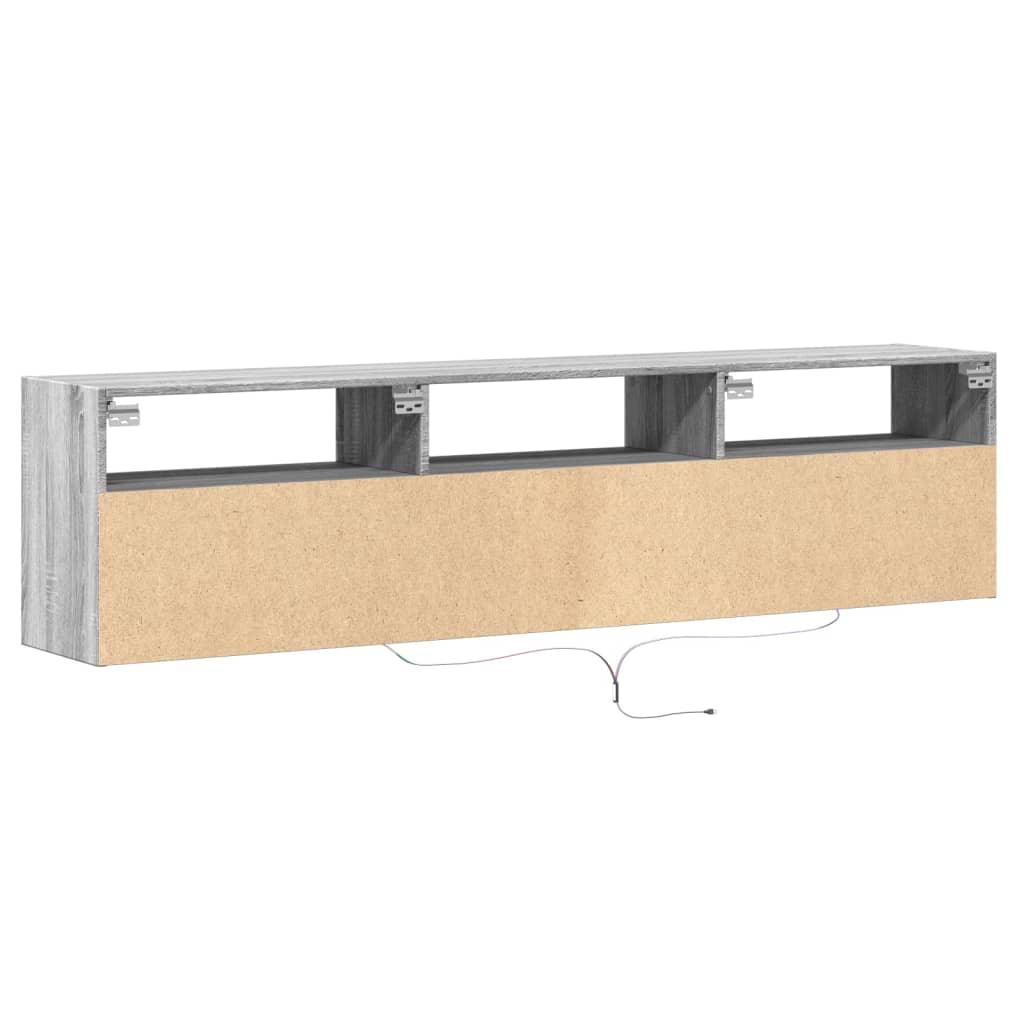 vidaXL TV-Wandschrank mit LED Grau Sonoma 180x31x45 cm