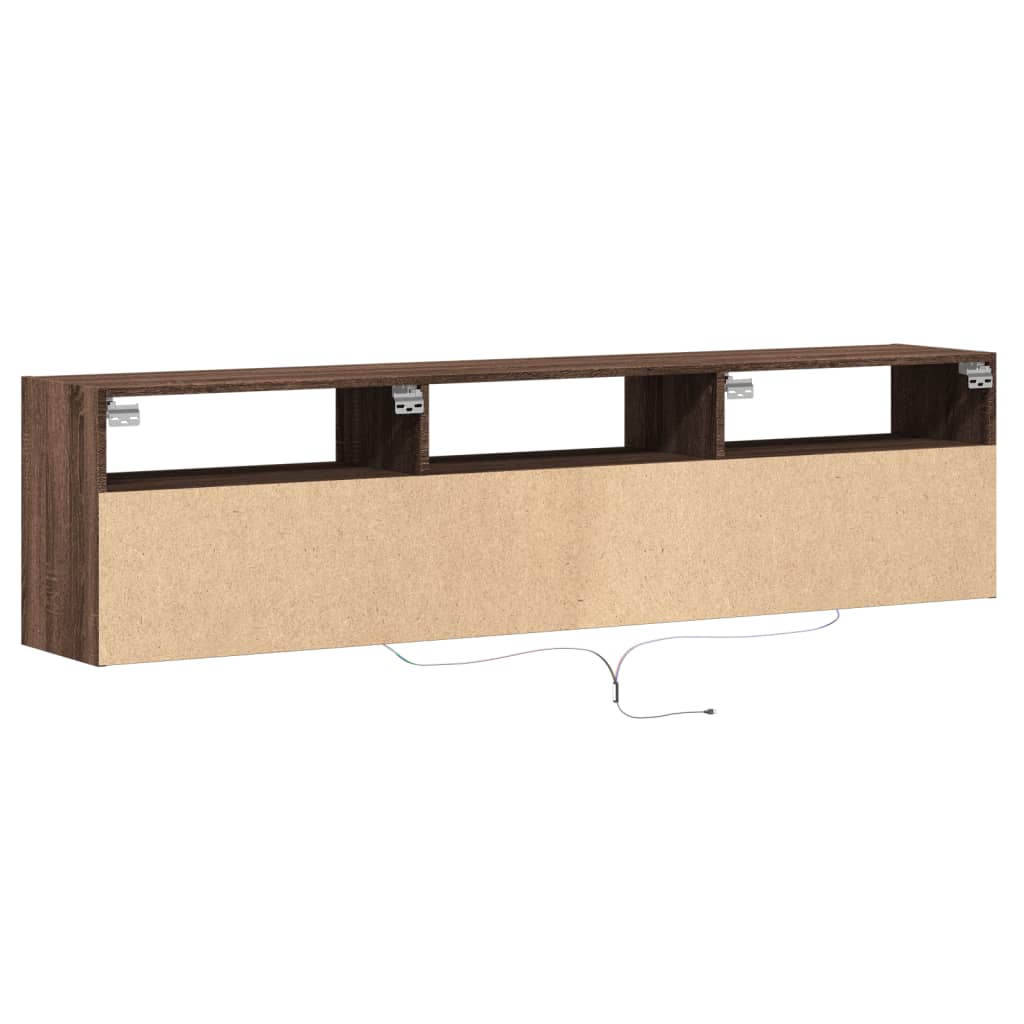 vidaXL TV-Wandschrank mit LED Braun Eichen-Optik 180x31x45 cm