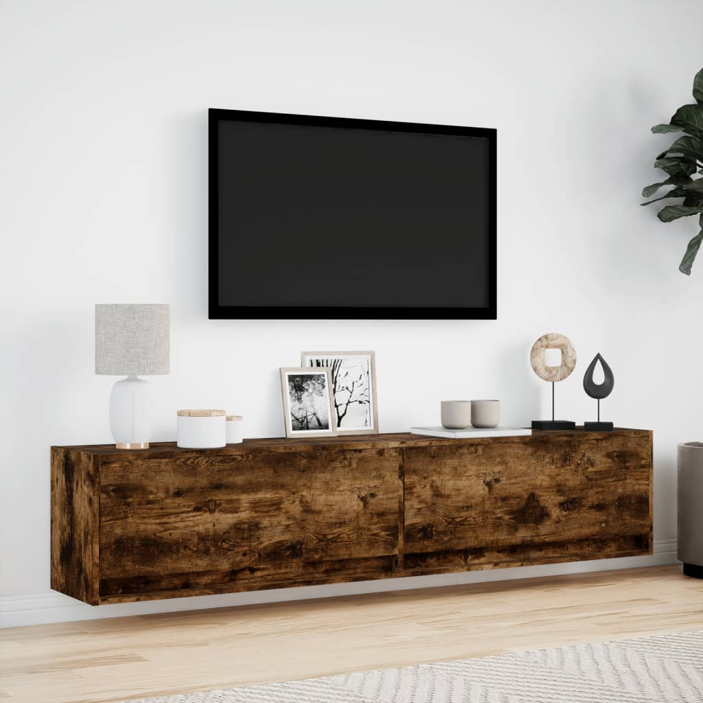 vidaXL TV-Wandschrank mit LED Räuchereiche 180x31x38 cm