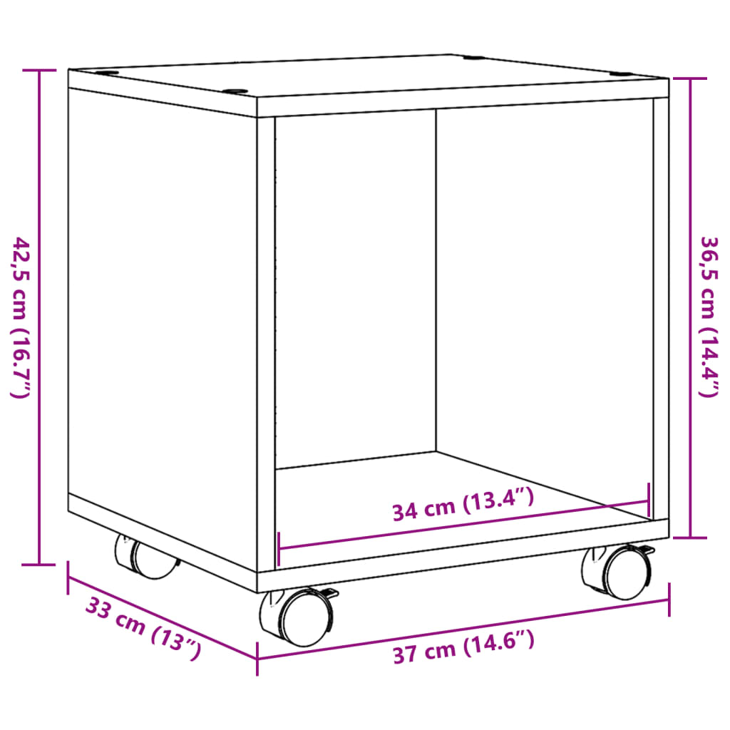 vidaXL Rollschrank Altholz-Optik 37x33x42,5 cm Holzwerkstoff