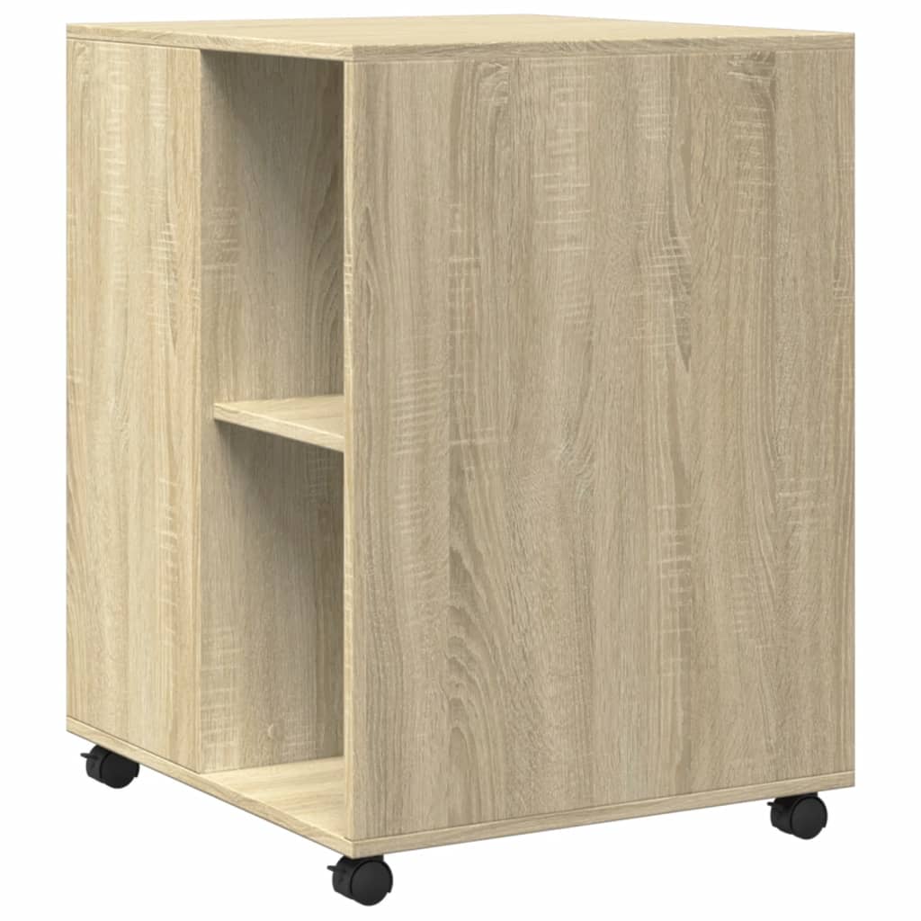 vidaXL Beistelltisch mit Rollen Sonoma-Eiche 55x60x78 cm Holzwerkstoff