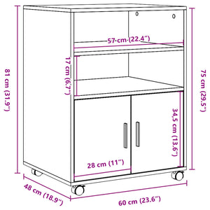 Rollschrank Schwarz 60x48x81 cm Holzwerkstoff Stilecasa