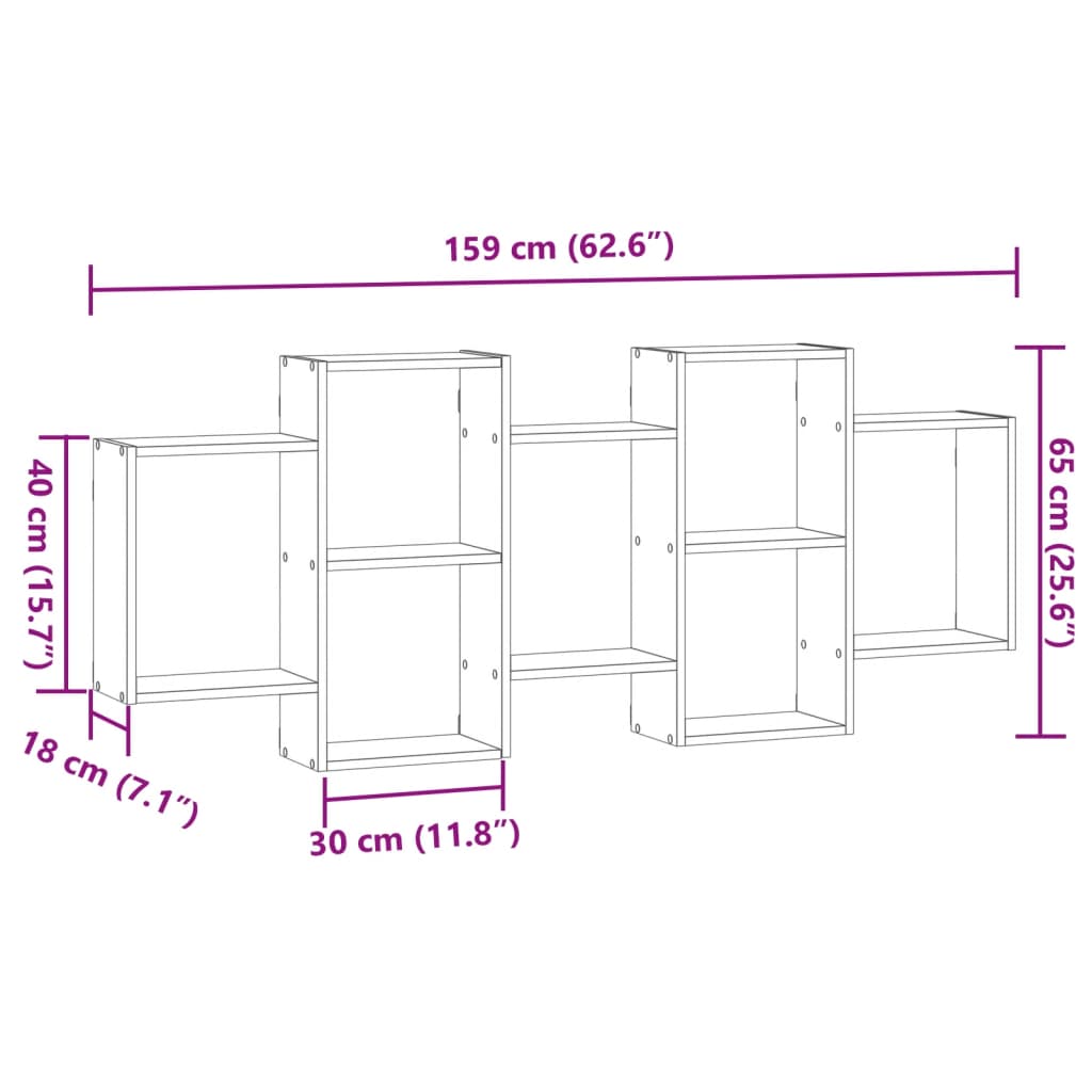 vidaXL Wandregal Weiß 159x18x65 cm Holzwerkstoff