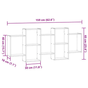 vidaXL Wandregal Sonoma-Eiche 159x18x65 cm Holzwerkstoff