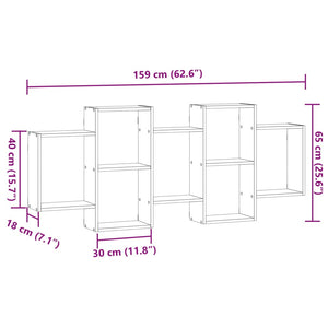 vidaXL Wandregal Braun Eichen-Optik 159x18x65 cm Holzwerkstoff