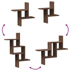 vidaXL Wandregale 2 Stk. Eichen-Optik 38x12x38 cm Holzwerkstoff