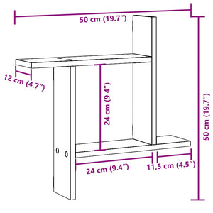 vidaXL Wandregale 2 Stk. Schwarz 50x12x50 cm Holzwerkstoff