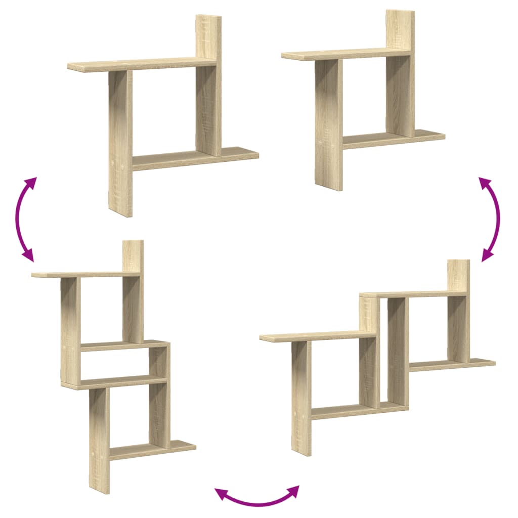vidaXL Wandregale 2 Stk. Sonoma-Eiche 50x12x50 cm Holzwerkstoff