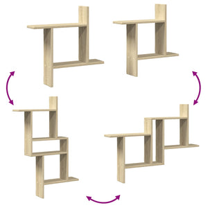 vidaXL Wandregale 2 Stk. Sonoma-Eiche 50x12x50 cm Holzwerkstoff