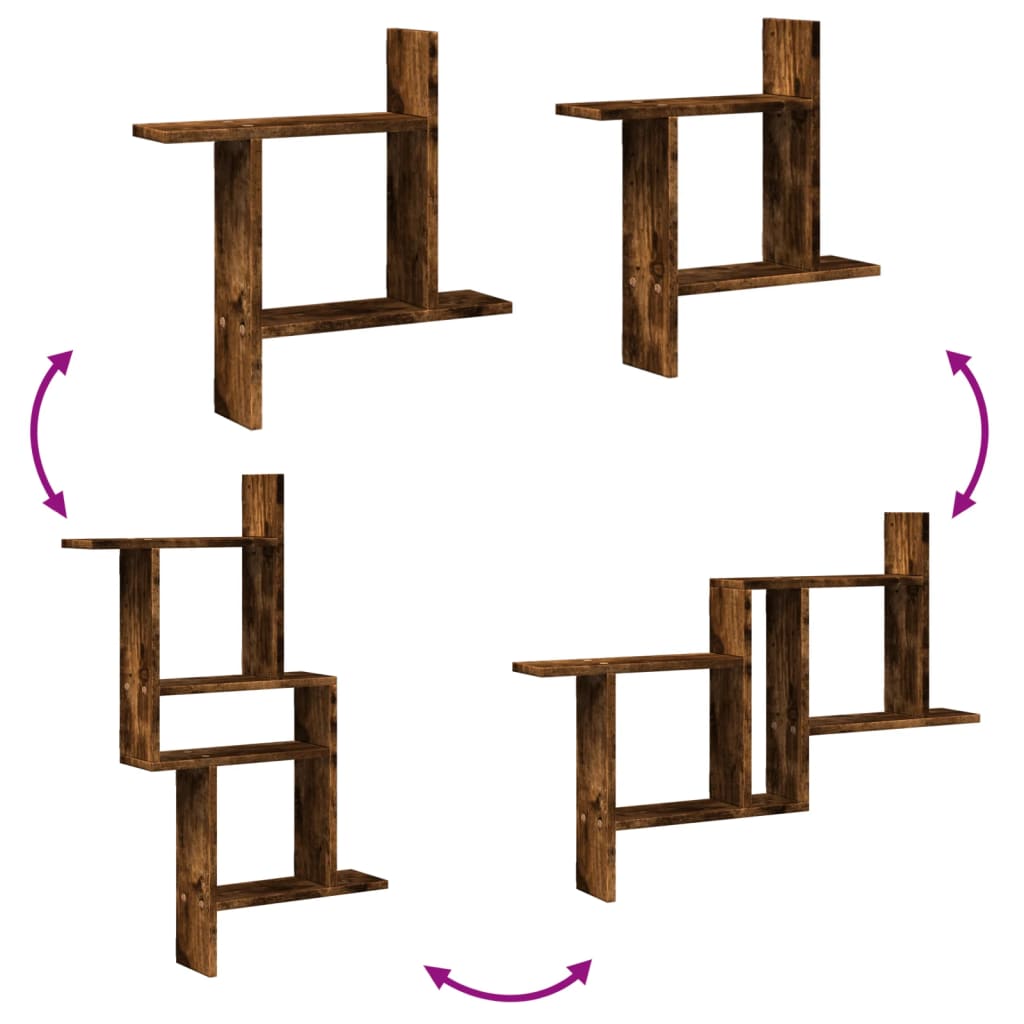 vidaXL Wandregale 2 Stk. Räuchereiche 50x12x50 cm Holzwerkstoff