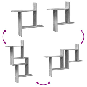 vidaXL Wandregale 2 Stk. Grau Sonoma 50x12x50 cm Holzwerkstoff