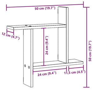 vidaXL Wandregale 2 Stk. Braun Eichen-Optik 50x12x50 cm Holzwerkstoff