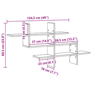 vidaXL Wandregal Sonoma-Eiche 124,5x18x60,5 cm Holzwerkstoff