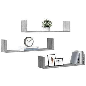 vidaXL Wandregale 3 Stk. Grau Sonoma 80x18x18 cm Holzwerkstoff