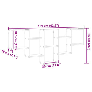 vidaXL Wandregal Betongrau 159x18x66 cm Holzwerkstoff