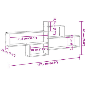 vidaXL Wandregal Betongrau 167,5x18x68 cm Holzwerkstoff