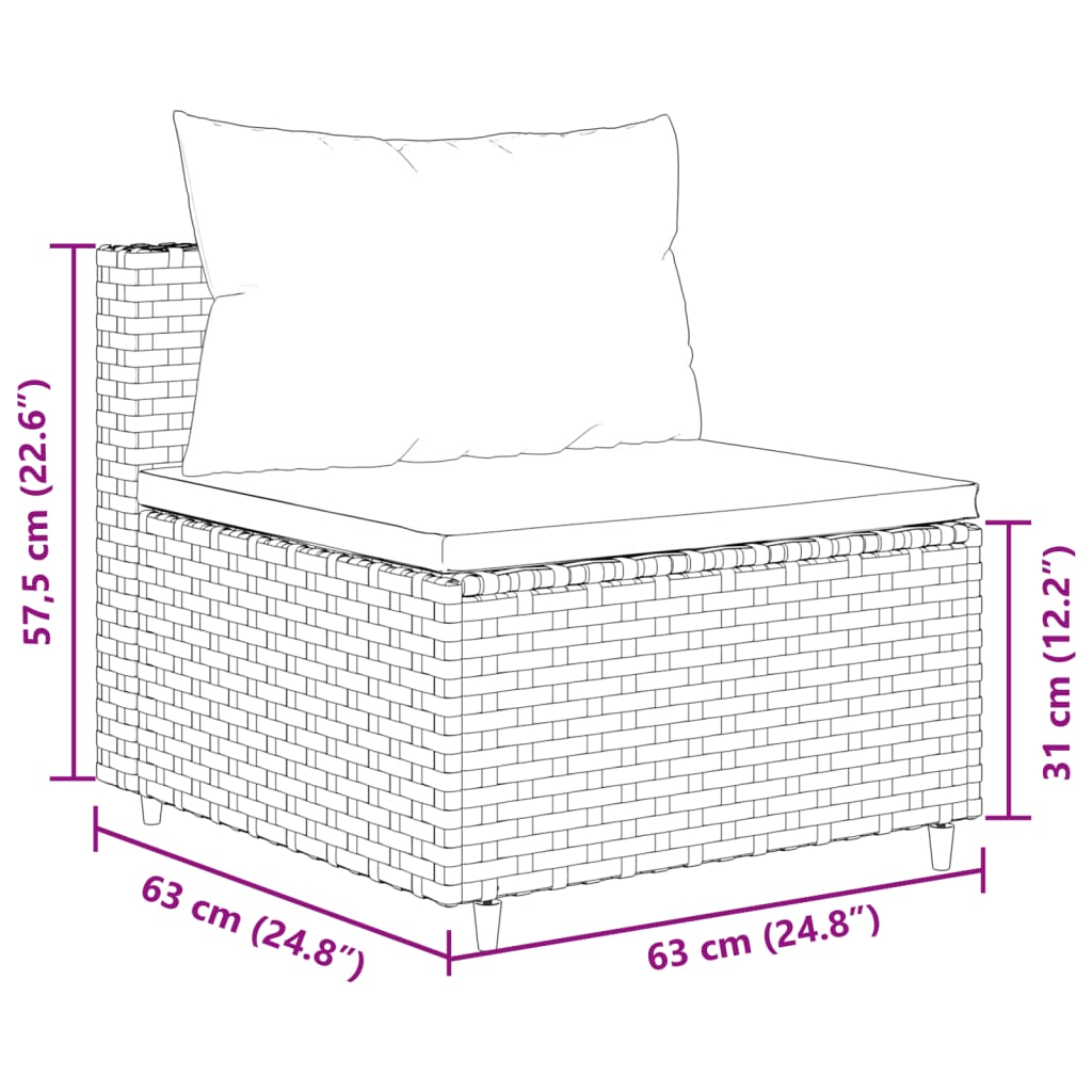 vidaXL 11-tlg. Garten-Lounge-Set mit Kissen Braun Poly Rattan