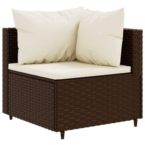 vidaXL 11-tlg. Garten-Lounge-Set mit Kissen Braun Poly Rattan