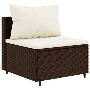 vidaXL 10-tlg. Garten-Sofagarnitur mit Kissen Braun Poly Rattan