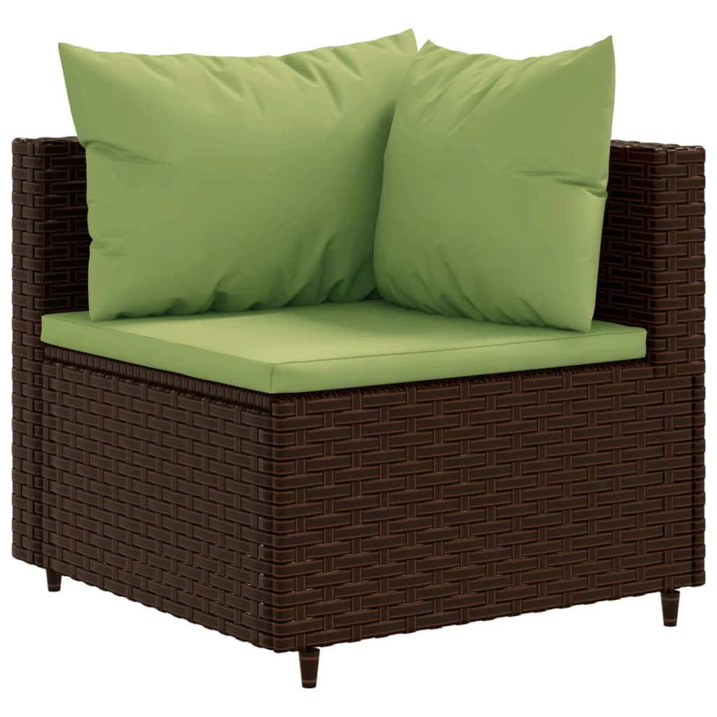 vidaXL 10-tlg. Garten-Sofagarnitur mit Kissen Braun Poly Rattan