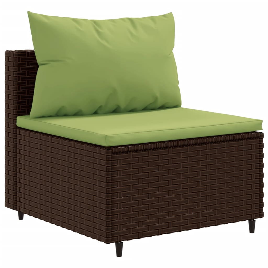 vidaXL 10-tlg. Garten-Sofagarnitur mit Kissen Braun Poly Rattan