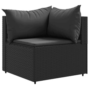 vidaXL 10-tlg. Garten-Sofagarnitur mit Kissen Schwarz Poly Rattan