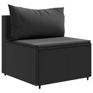 vidaXL 10-tlg. Garten-Sofagarnitur mit Kissen Schwarz Poly Rattan