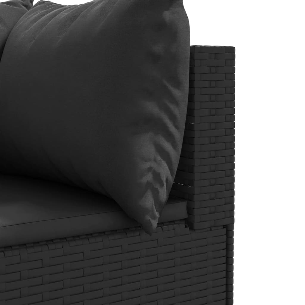 vidaXL 10-tlg. Garten-Sofagarnitur mit Kissen Schwarz Poly Rattan