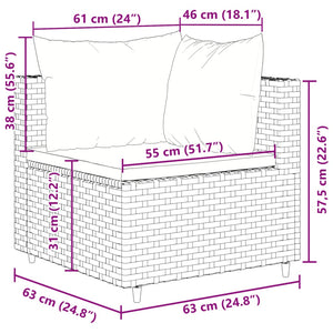 vidaXL 11-tlg. Garten-Sofagarnitur mit Kissen Braun Poly Rattan