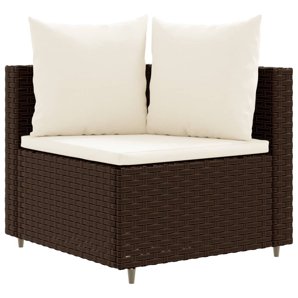 vidaXL 10-tlg. Garten-Sofagarnitur mit Kissen Braun Poly Rattan