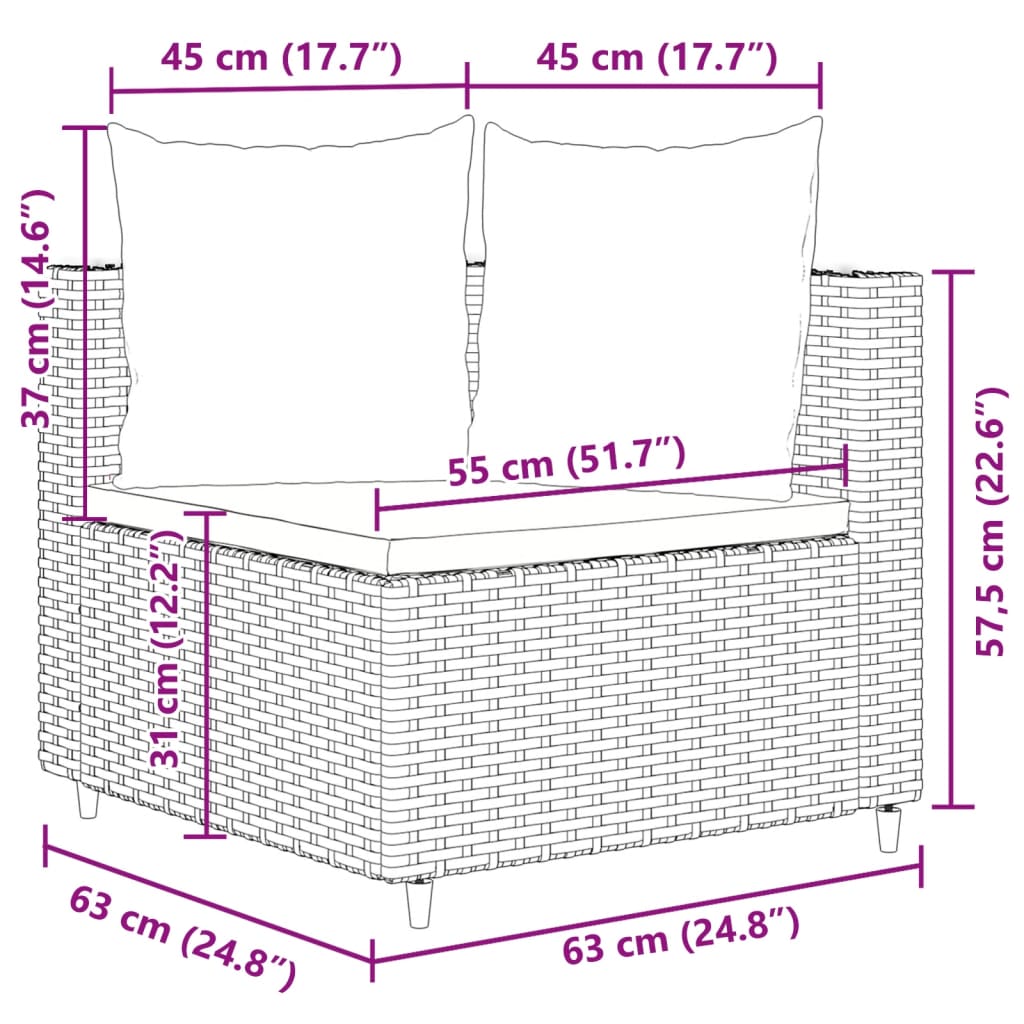 vidaXL 10-tlg. Garten-Sofagarnitur mit Kissen Braun Poly Rattan