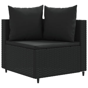 vidaXL 10-tlg. Garten-Sofagarnitur mit Kissen Schwarz Poly Rattan