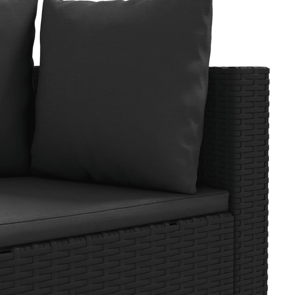 vidaXL 10-tlg. Garten-Sofagarnitur mit Kissen Schwarz Poly Rattan